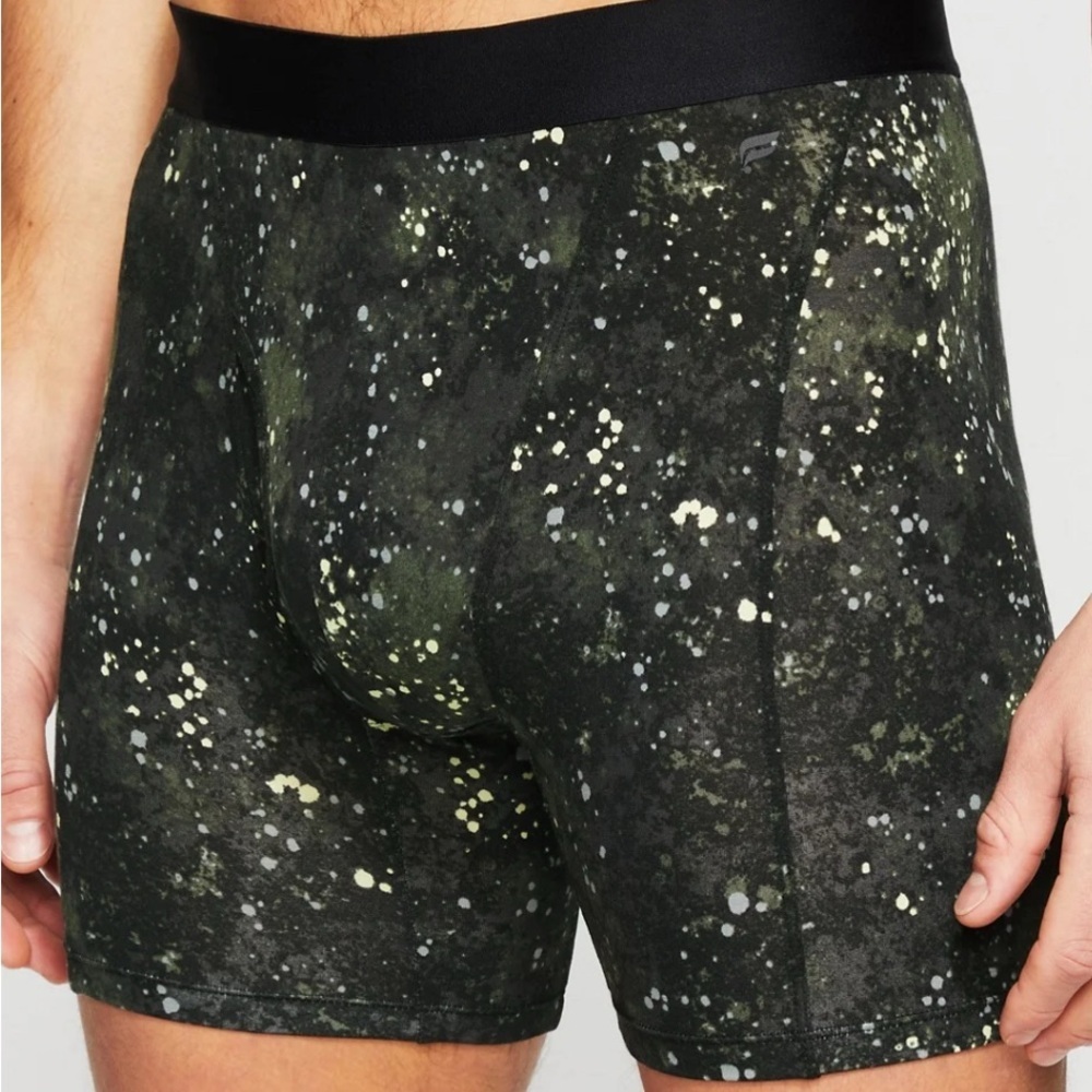 NWT, Fabletics, The 24-7 Boxer Brief, Black Space Splatter, Large